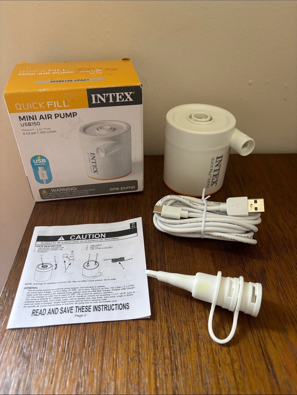 Intex Quick-Fill White Mini USB Air Pump